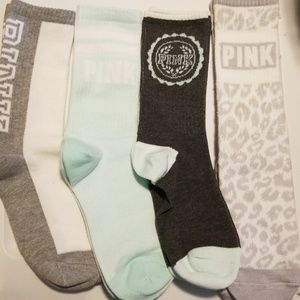 Pink cotton athletic crew sock lot. VS new 4pairs